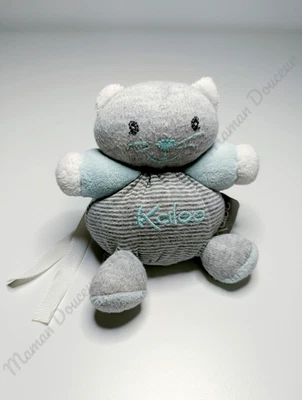 Peluche/Doudou Chat Boule Bleu Blanc Et Gris Rayé Attache Tétine 10cm Kaloo 2012 - Photo 1/3