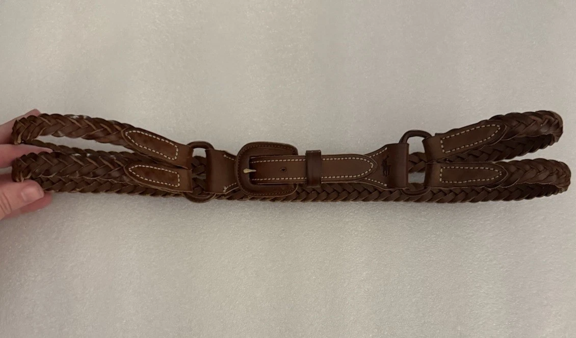 VTG Polo Ralph Lauren Brown Leather Braided Equestrian 