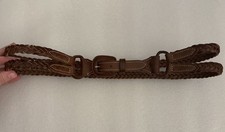 VTG Polo Ralph Lauren Brown Leather Braided Equestrian Western Belt M