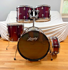 Leedy 5pc Drum Set Very Nice With Tom Mount Wine Red