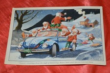 Hemmings Motor News VW Volkswagen Beetle Seasons Greetings Christmas Postcard