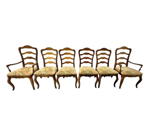 Vintage French Country Ethan Allen Ladderback Dining Chairs - Set of 6- Gorgeous