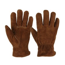Winter Work Gloves Fleece Lining Leather Thickened Wear-Resistant Warm Security