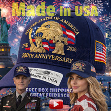USA 250th Anniversary Hat Cap Eagle 1776 2026 Navy Embroidered Made In USA V2.0 USA 250th Anniversary Hat Cap Eagle 1776 2026 Navy Embroidered Made In USA V2.0