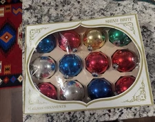 12 ‘Shiny Brite’ brand Vintage Mercury Glass Christmas Ornaments