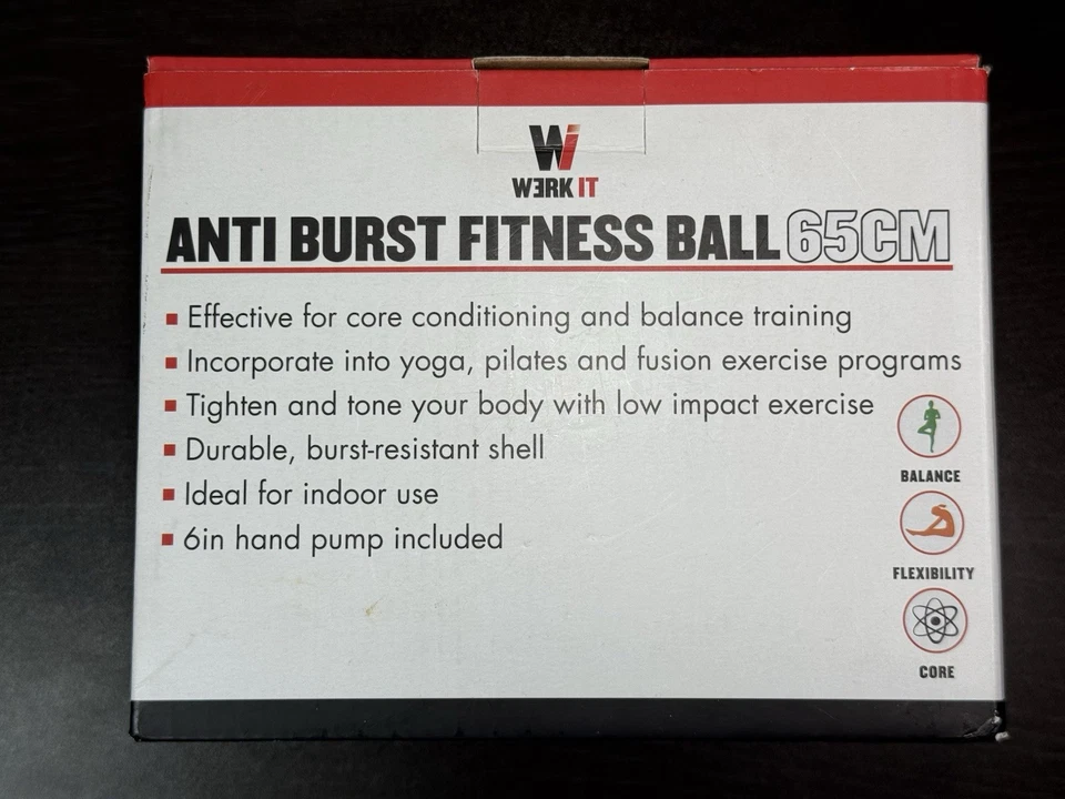 Pelota Fitness Werk It Anti-Burst 65 cm Rosa con Bomba - Flexibilidad Core Balance NUEVO Foto 3 de 4