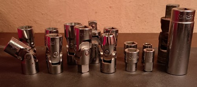 #ad Lot of 15 SAE Snap On Swivel and Drive Sockets $200.00