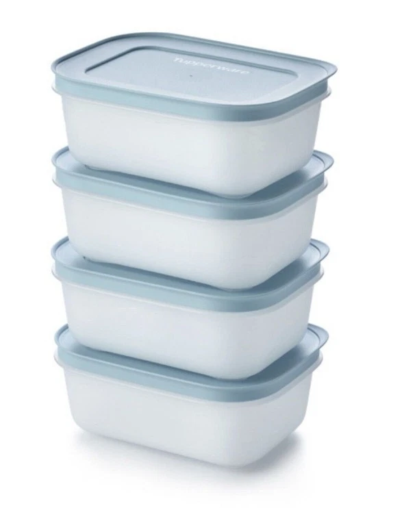 TUPPERWARE Eiskristall Gefrier-Behälter 1,1 L Weiß-blau Hoch Eis- Kristall (2) 30856