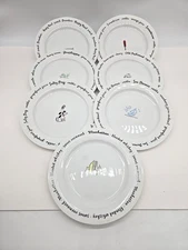 7 POTTERY BARN Bar Lingo Plate Set 8" Screwdriver Grasshopper Manhattan Cocktail