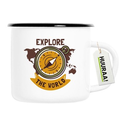Emaille Tasse Explore the world Kompass Geschenkidee Explore the world Geschenk