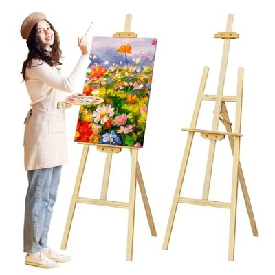 Nian Feng Wooden Easel for Painting, Large Floor Painting Stand for Adjnstable 