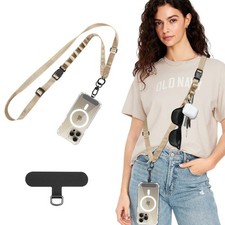 TiMOVO Phone Lanyard Crossbody, Adjustable Anti Theft Strap for Travel Khaki