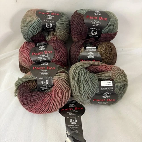 Knit One Crochet Too Yarn PAINT BOX 100% Wool Multicolor #06 Lot of 6 50g 100yds - product listing photo