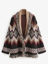 Next Multi Patterned Aztec Soft Touch Fringed Cardigan Large