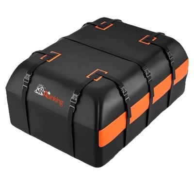 Asinking Car Rooftop Cargo Carrier Bag 15 Cubic Feet Storage Black / Orange Trim
