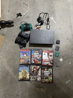 Sony PlayStation 2 Ps2 Console and Games Lot with Controllers Memory Cards