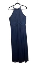 Birdy Grey Women's High Neck Pleated Maxi Bridesmaid Dress Navy blue size 2XL