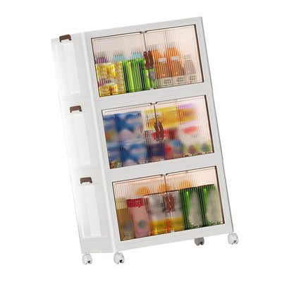 Folding Storage Cabinet Space Saving Organizer Plastic Baby Wardrobe 3 Layers
