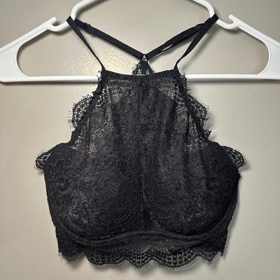 Victorias Secret PINK Push Up Bralette Women Size S Lace Dark Coquette Festival