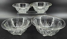 4 Vtg Hazel Atlas Starburst Mixing Serving Bowls 1930s Depression Glass Nesting