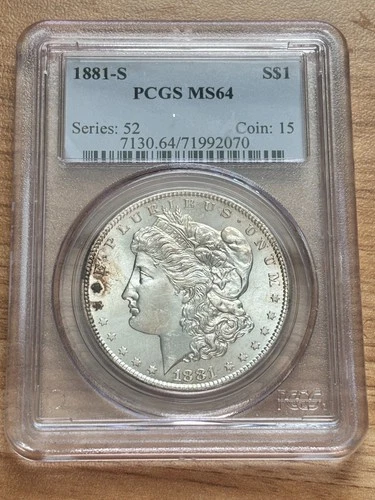 1881-S Morgan Silver Dollar $1 - PCGS MS64