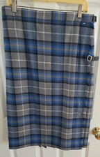 Womans Strathmore Blue/Grey Plaid Kilt Size 18 New Scotland