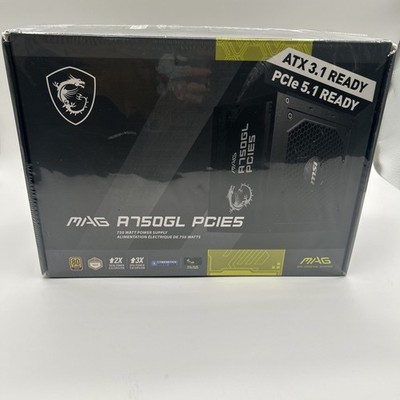 MSI MAG A750GL PCIE5, Fully Modular Compact Gaming 750W Power Supply - NEW