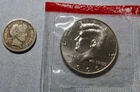 1916 Barber Dime and Brilliant Uncirculated 2000 Kennedy Half Dollar