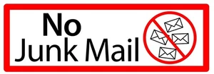 NO JUNK MAIL Self Adhesive Vinyl Sticker 110mm x 34mm