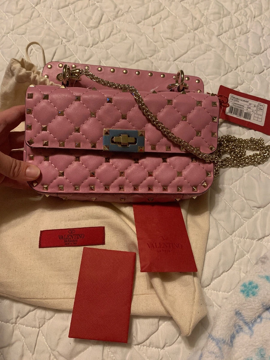 Valentino Small Rockstud Spike Shoulder Bag Pink RW2B0123NAP HD8