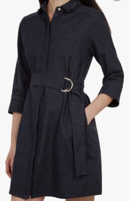 ted baker denim shirt dress Ted Baker Soft Denim Jeans Ladies Chambray Long Sleeve Blue Shirt Dress Size 4
