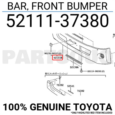 5211137380 Genuine Toyota BAR, FRONT BUMPER 52111-37380 | eBay