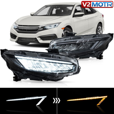VLAND LED Reflector Headlights For 2016-2021 Honda Civic w/Start-up Animation