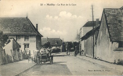Maily France La Rue de la Gare Family in Car Cafe Street Postcard