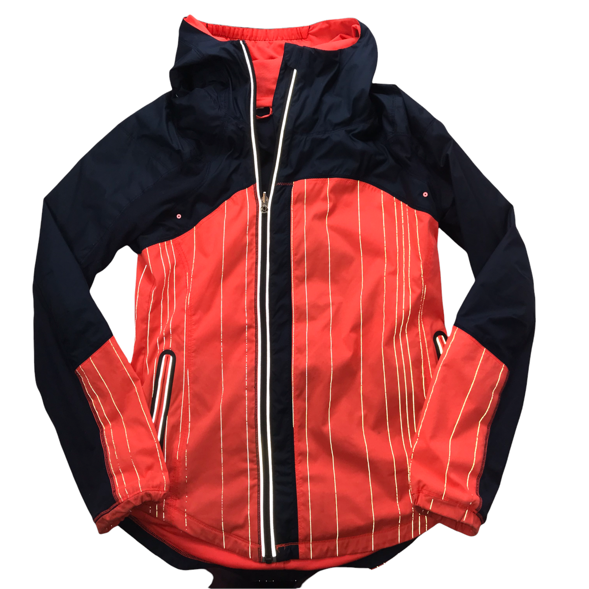 LULULEMON Jacket Full Zip Orange Blue Reflective Stripe Running