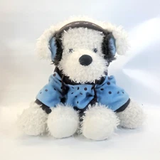 Hugfun Int’l Inc. White Dog Plush Stuffed Animal with Earmuffs and Hoodie 14”