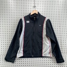 VTG 90s Nike Windbreaker Lined Black Jacket Women Size M 8-10 Embroider Swoosh