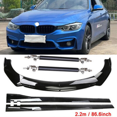 Front Bumper Lip Spoiler Kit +86.6'' Car Side Skirt For BMW 320i 328i 330i F30 A