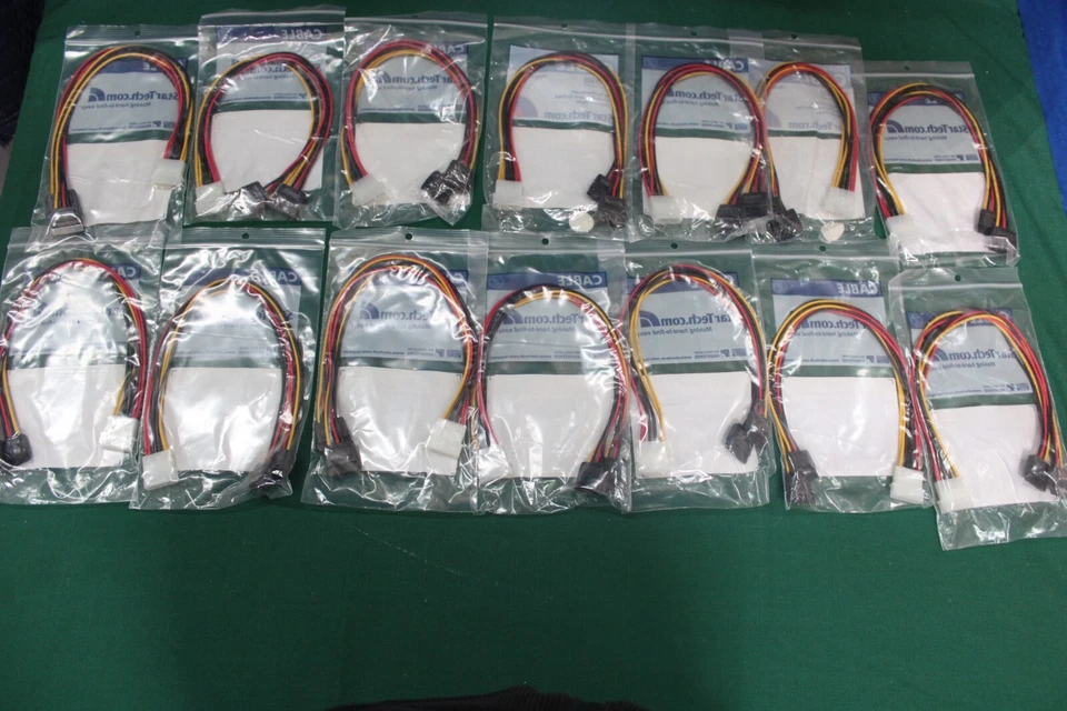 Lot of 14 StarTech PYO2LP4SATA 12in LP4 to 2x SATA Power Y Cable Adapters - Image 4 of 4