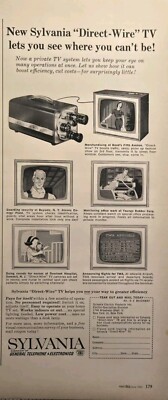 Sylvania Direct-Wire TV Airport Security Monitoring Vintage Print Ad 1961