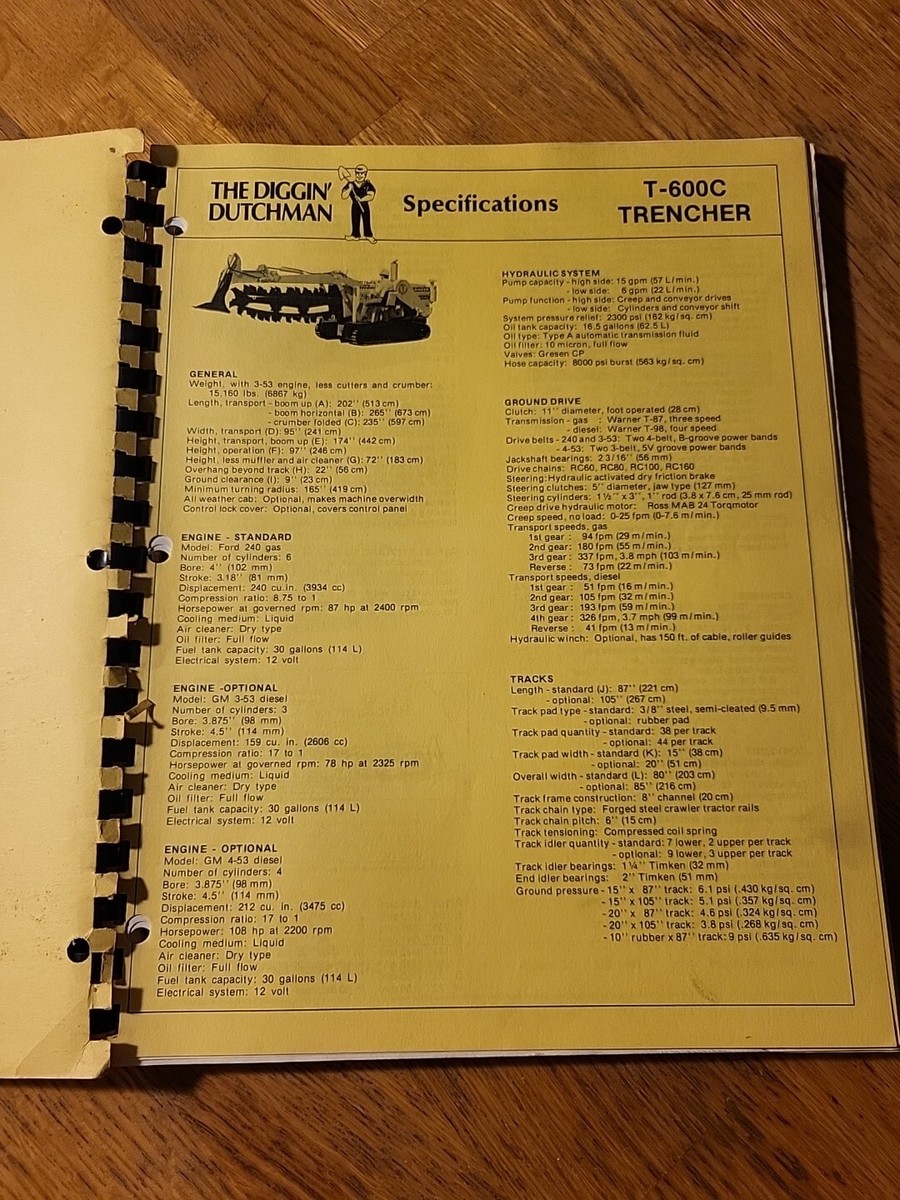 Vermeer T-600C Trencher Parts List And Instruction Manual Book