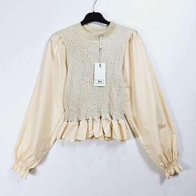 May by Shining Star - NEW - Smoked Blouse - Cream - UK 6