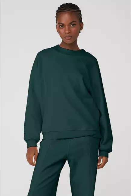 NWT Alo Yoga Heavy Weight Offline Crew Neck Pullover Midnight Green SOLD  OUT