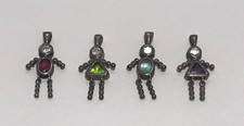 Vintage Sterling Silver 925 Birthstone 2 Boys  2 Girls Charm Pendant
