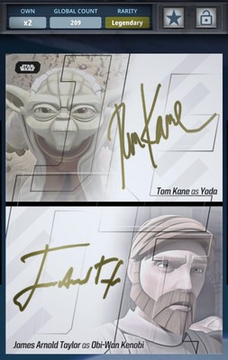 Star Wars Card Trader DIGITAL Signature Jedi Obi-Wan Yoda 209cc LEGENDARY