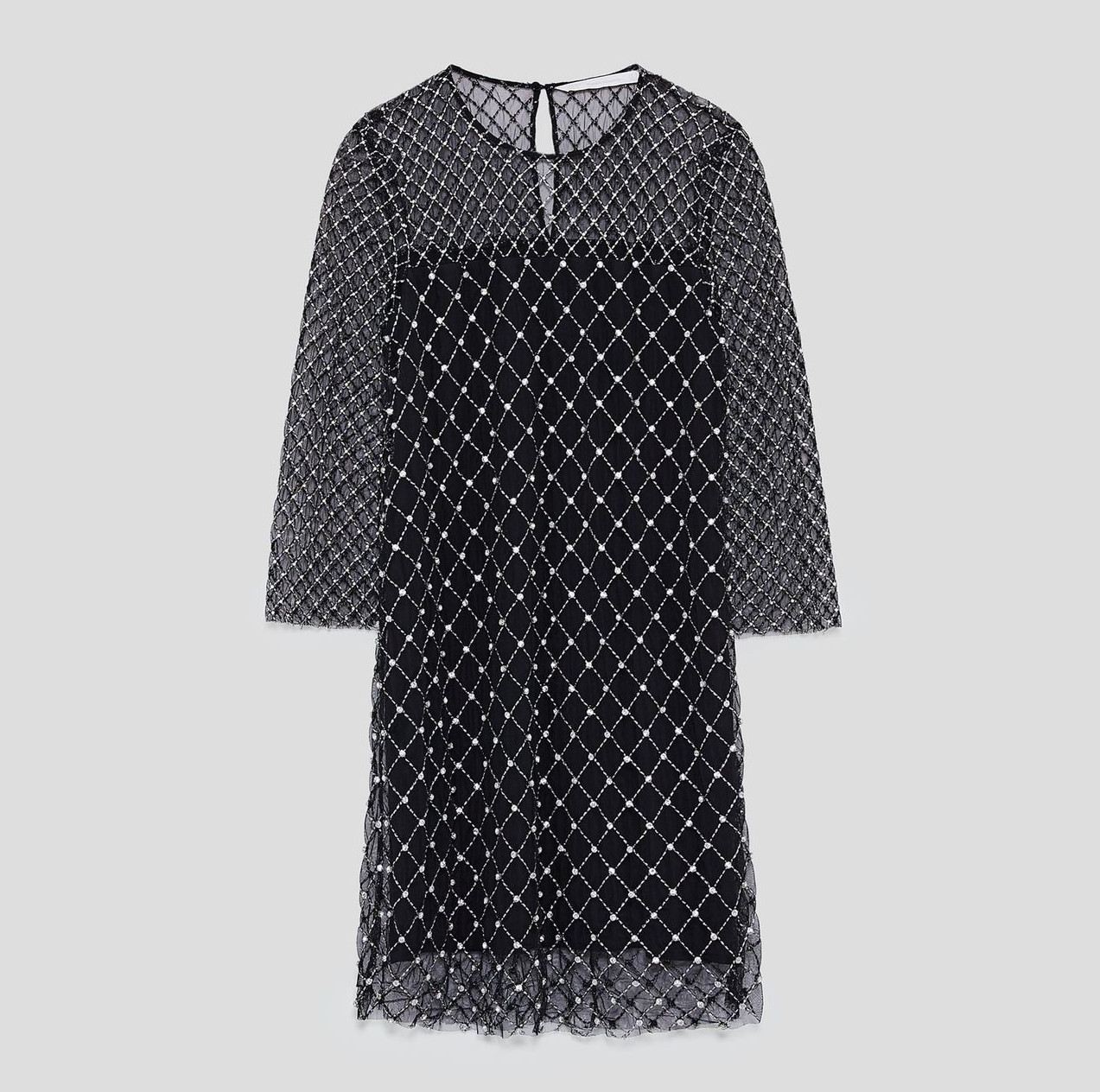 NEW ZARA LIMITED EDITION CONTRASTING DRESS REF 7521/322 VESTIDO COMBINADO NEGRO