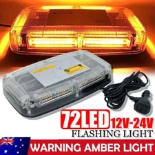 72 LED Beacon Flashing Magnetic Emergency Warning Strobe Amber Light 12/24V Lamp