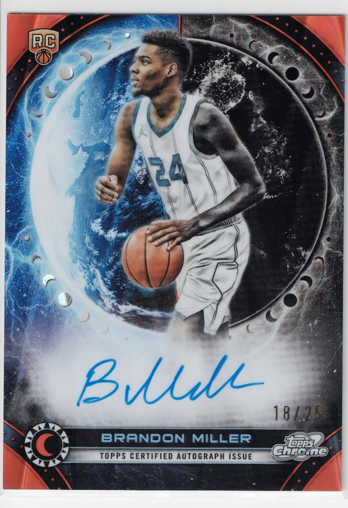 2023-24 Topps Cosmic Chrome Brandon Miller RC Orange Equinox Refractor Auto /25