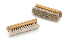 Grey horsehair brush for removing dirt, applying polish and buffing shoes