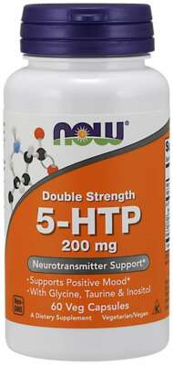 NOW Foods 5-HTP Double Strength 200 mg 60 Veg Caps 05/2027EXP